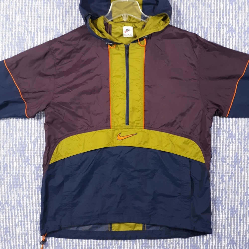 Vintage Nike Windbreaker Anorak Pullover Size Large Colorblock 90's - Picture 3 of 14
